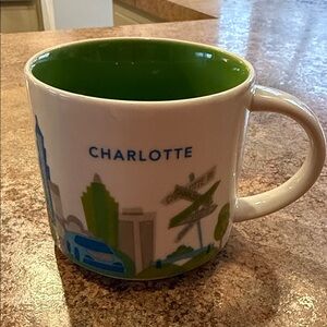 Starbucks “You Are Here” Charlotte Cityscape Mug - Green Interior